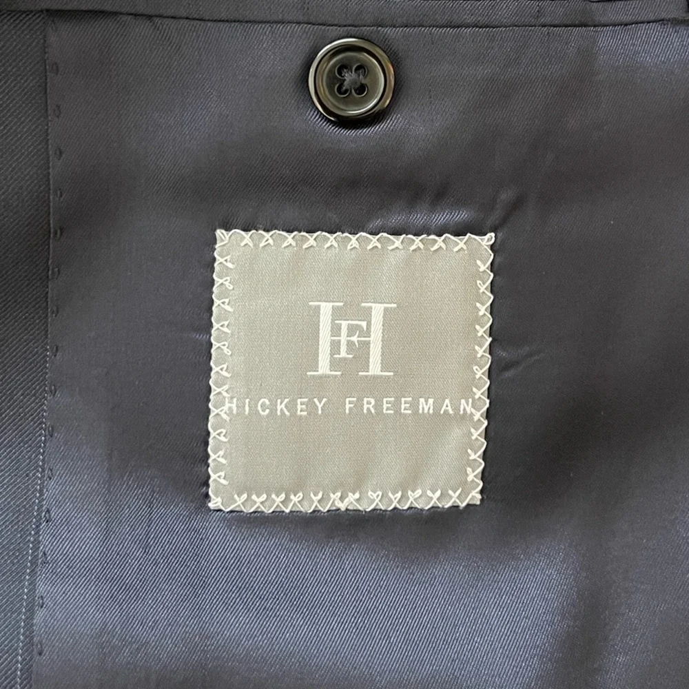 Hickey Freeman Navy Pinstripe Blazer Notch Lapel Two Button Size 40R